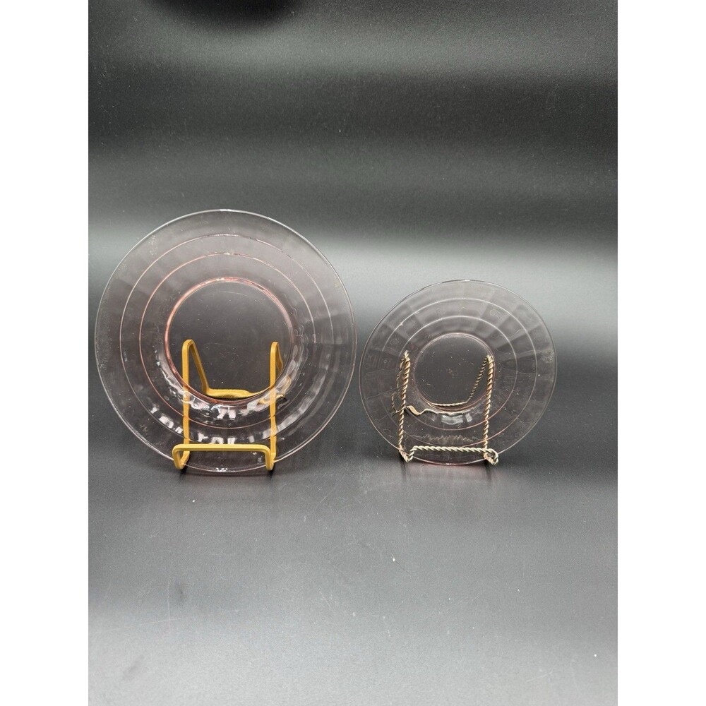 Dinner Plate And Smaller Pink Depression Glass Plates